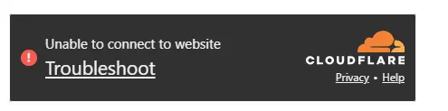 Cloudflare Turnstile widget displaying the error