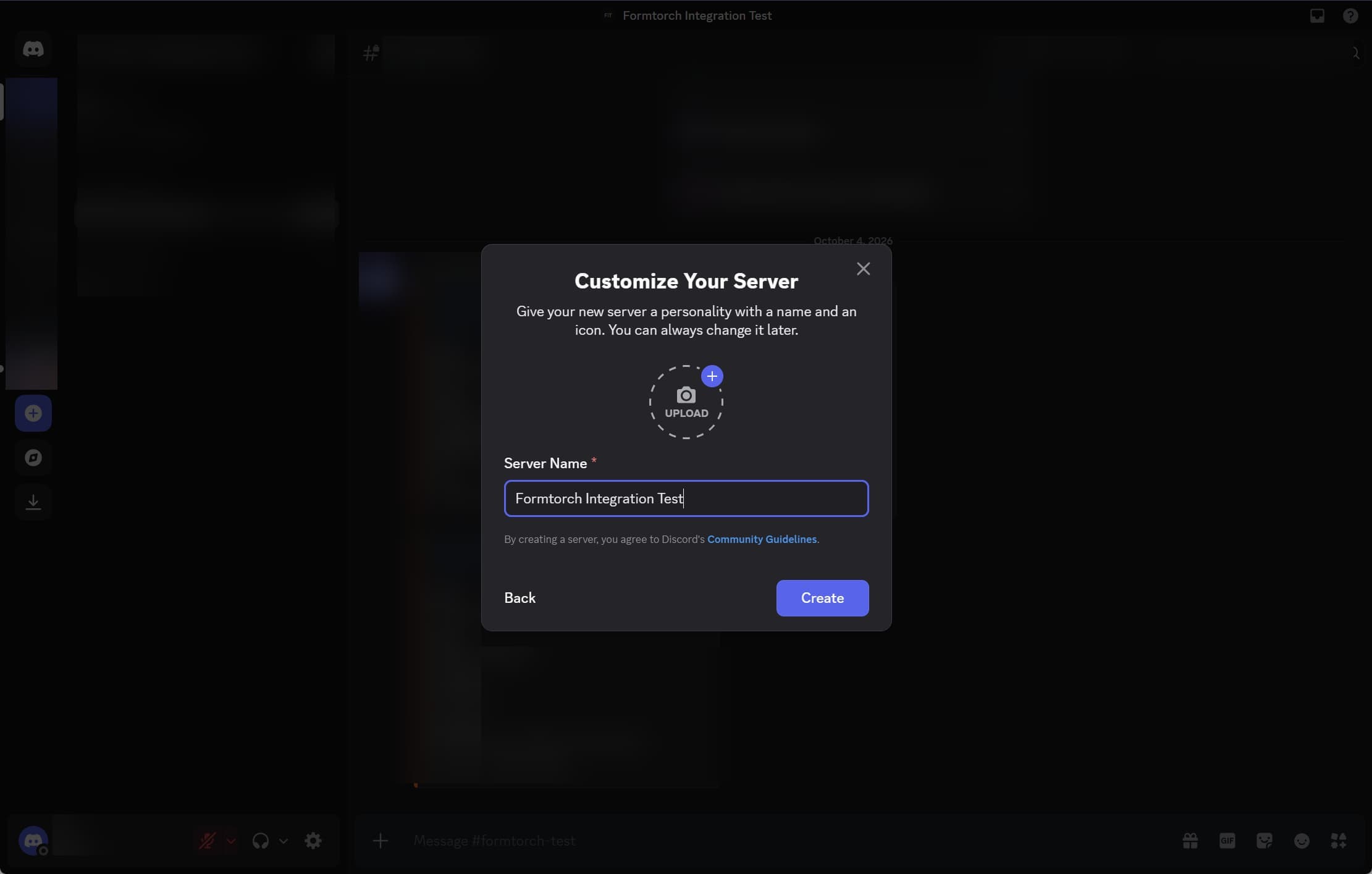 Discord's Create Your Server dialog with Create My Own highlighted