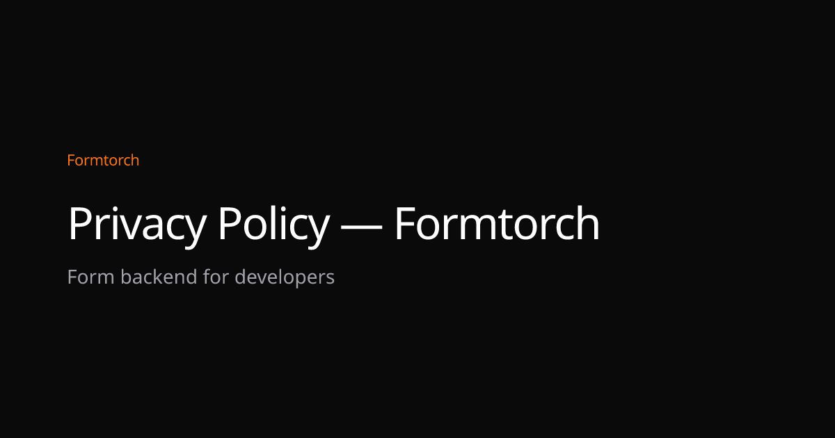 Privacy Policy — Formtorch