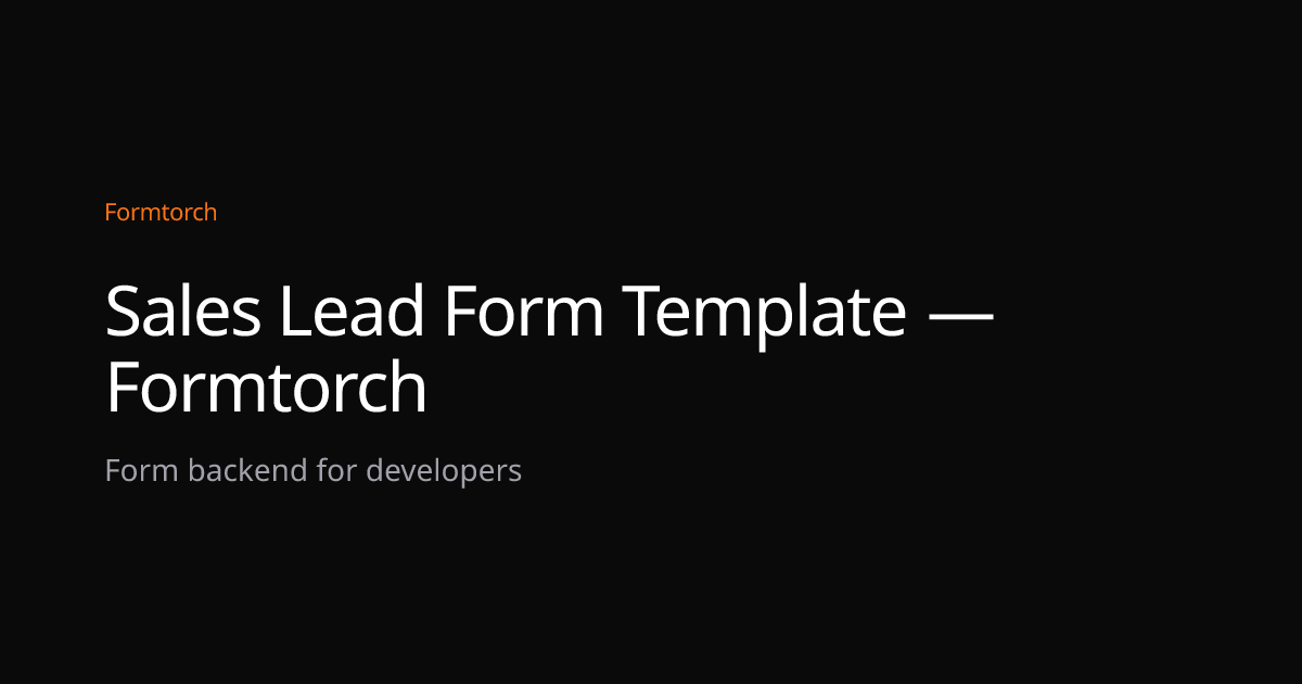 Sales Lead Form Template — Formtorch